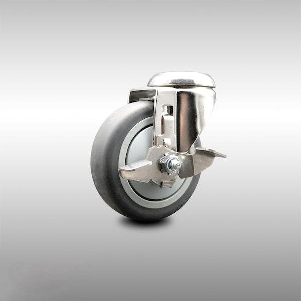 4 Inch 316SS Thermoplastic Rubber Wheel Swivel Bolt Hole Caster with Brake SCC
